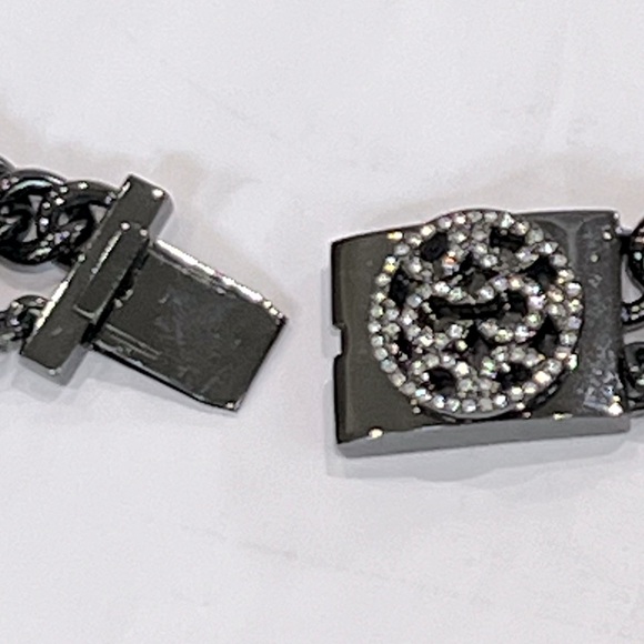 NWOT COACH Op-Art Gunmetal Multi-Chain 3-Strand Tiered Necklace Crystal Clasp - Picture 9 of 16